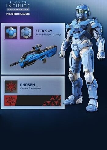 Halo Infinite - Zeta Sky Armor Coating + Zeta Sky BR75 Skin + Chosen Emblem and Nameplate