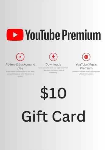 YouTube Premium 10 USD Gift Card Key US