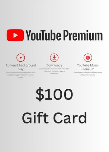 YouTube Premium 100 USD Gift Card Key US